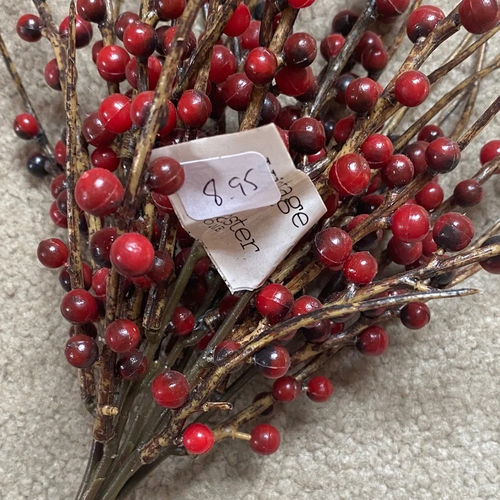 New Red Berry Bush Decorative Stem